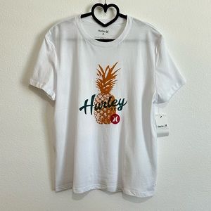 Hurley White Pineapple Graphic Cotton Tee Size M
